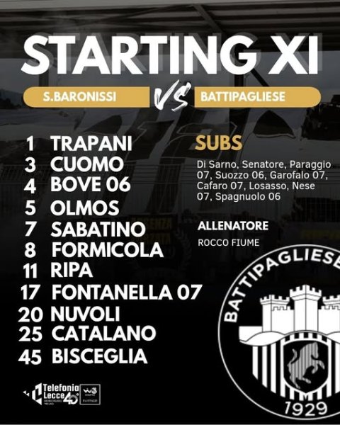 Gli 11 bianconeri ASD Salernum Baronissi 15.00...