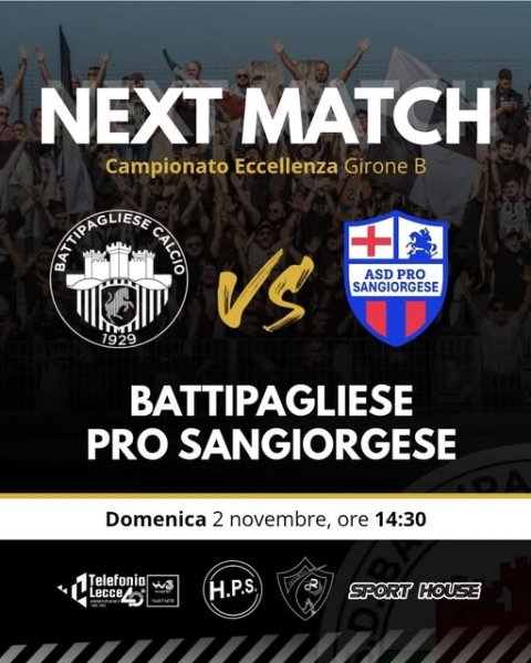 Eccellenza, girone B 11giornata ASD Pro Sangiorgese domenica...