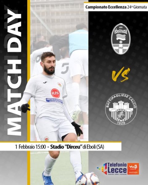 Eccellenza, girone B, 24giornata Ebolitana Ore 15.00...