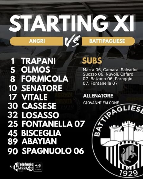 Gli 11 bianconeri US Angri 1927 15.00...